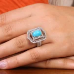 انگشتر فیروزه عجمی زنانه کد 21477