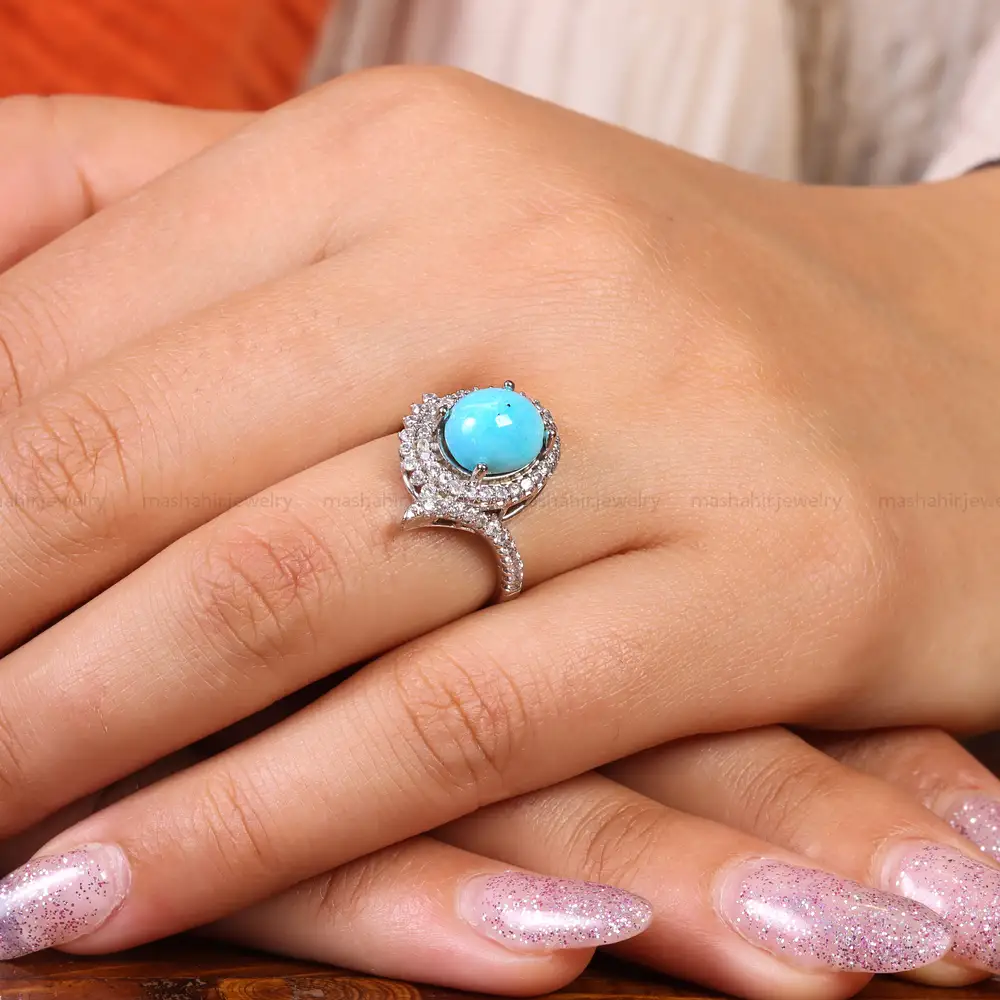 انگشتر فیروزه عجمی زنانه کد 21493