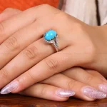 انگشتر فیروزه عجمی زنانه کد 21495