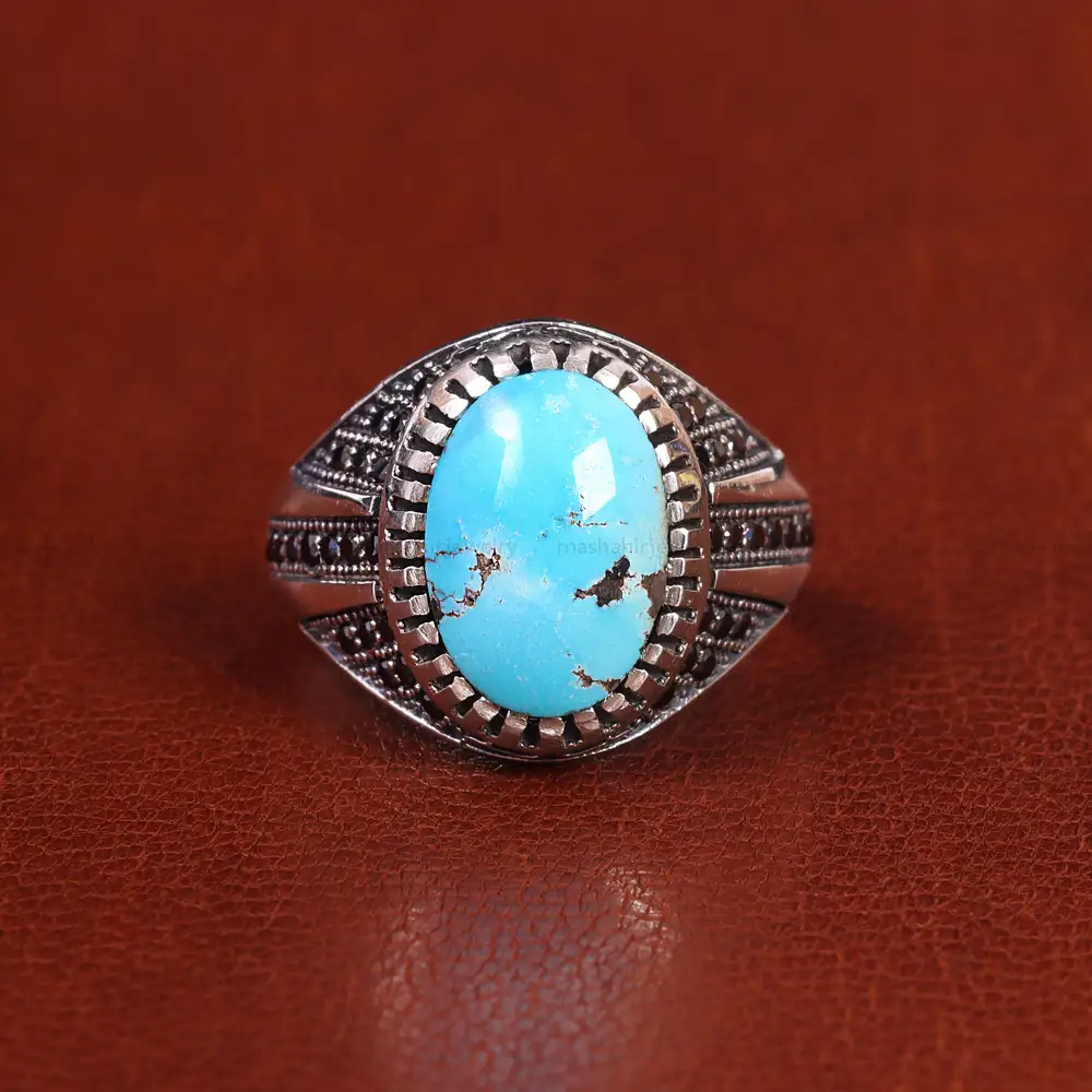 انگشتر فیروزه شجری مردانه کد 21521