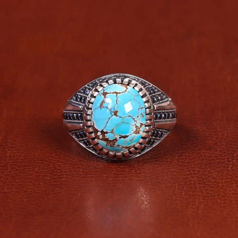 انگشتر فیروزه شجری مردانه کد 21543