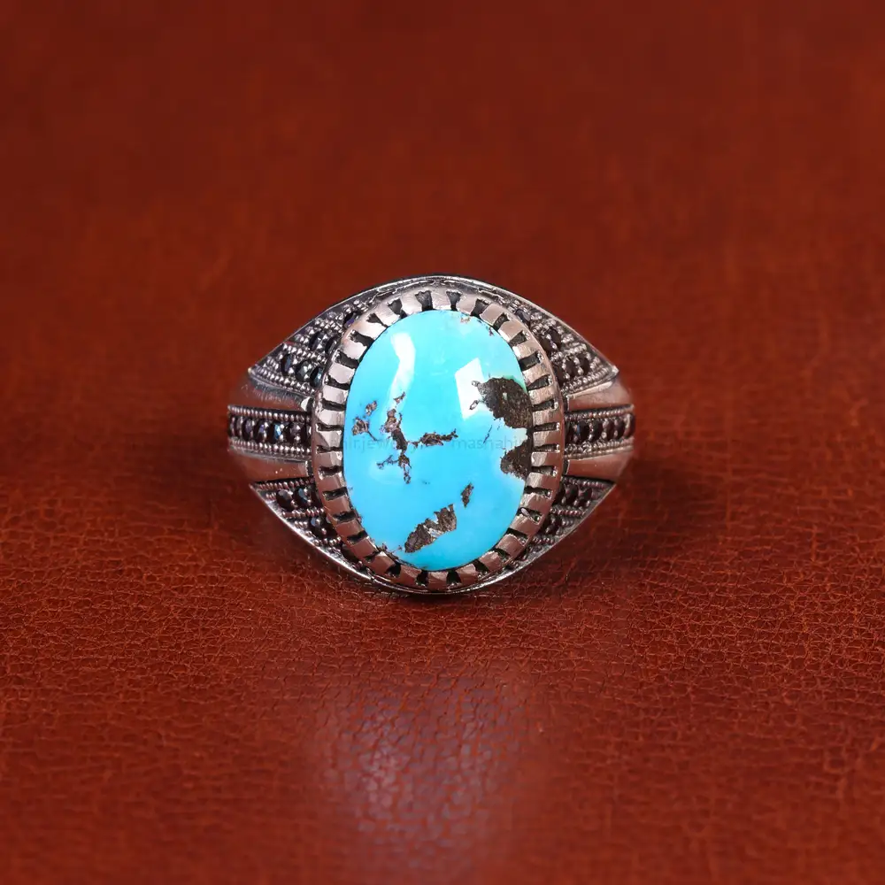 انگشتر فیروزه شجری مردانه کد 21556