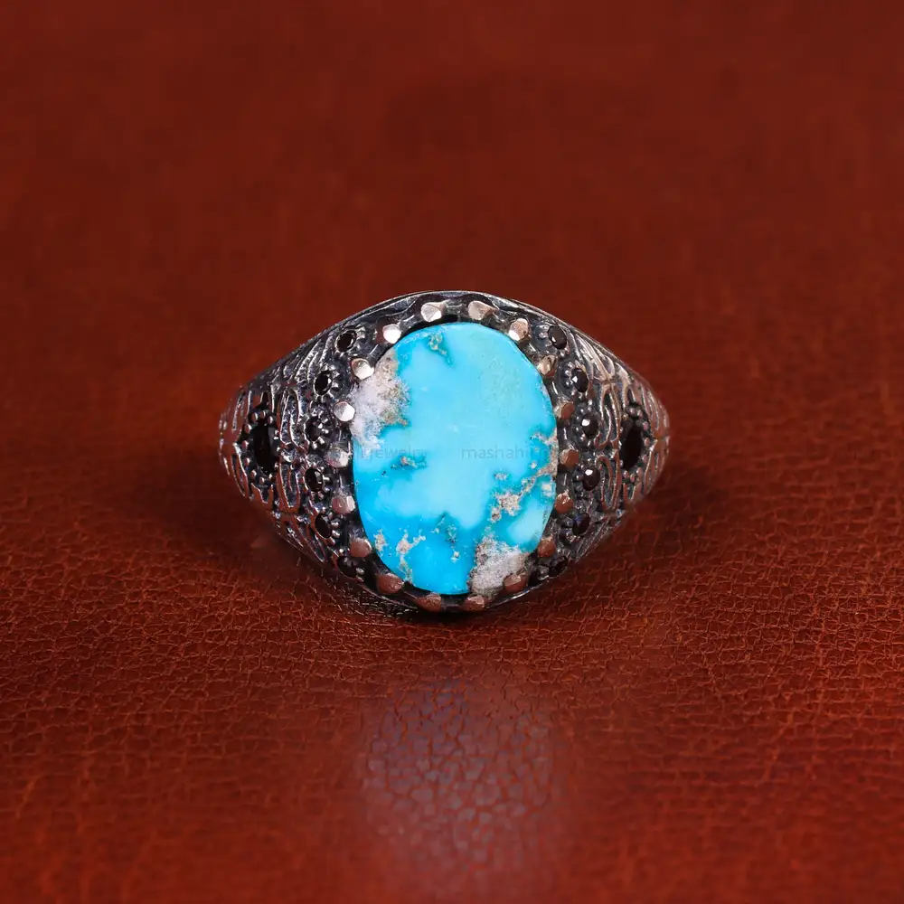 انگشتر فیروزه شجری مردانه کد 21557