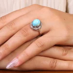 انگشتر فیروزه عجمی زنانه کد 21580