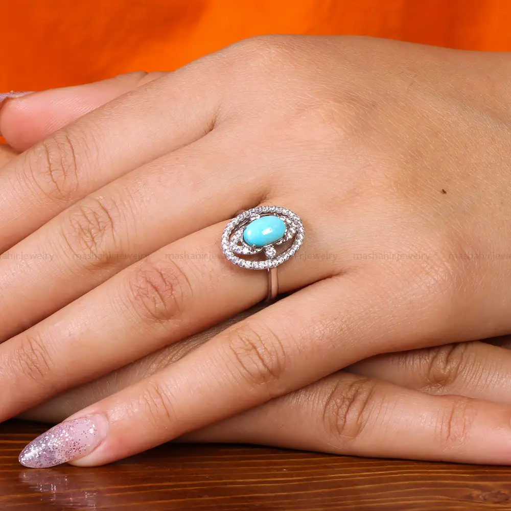 انگشتر فیروزه عجمی زنانه کد 21588