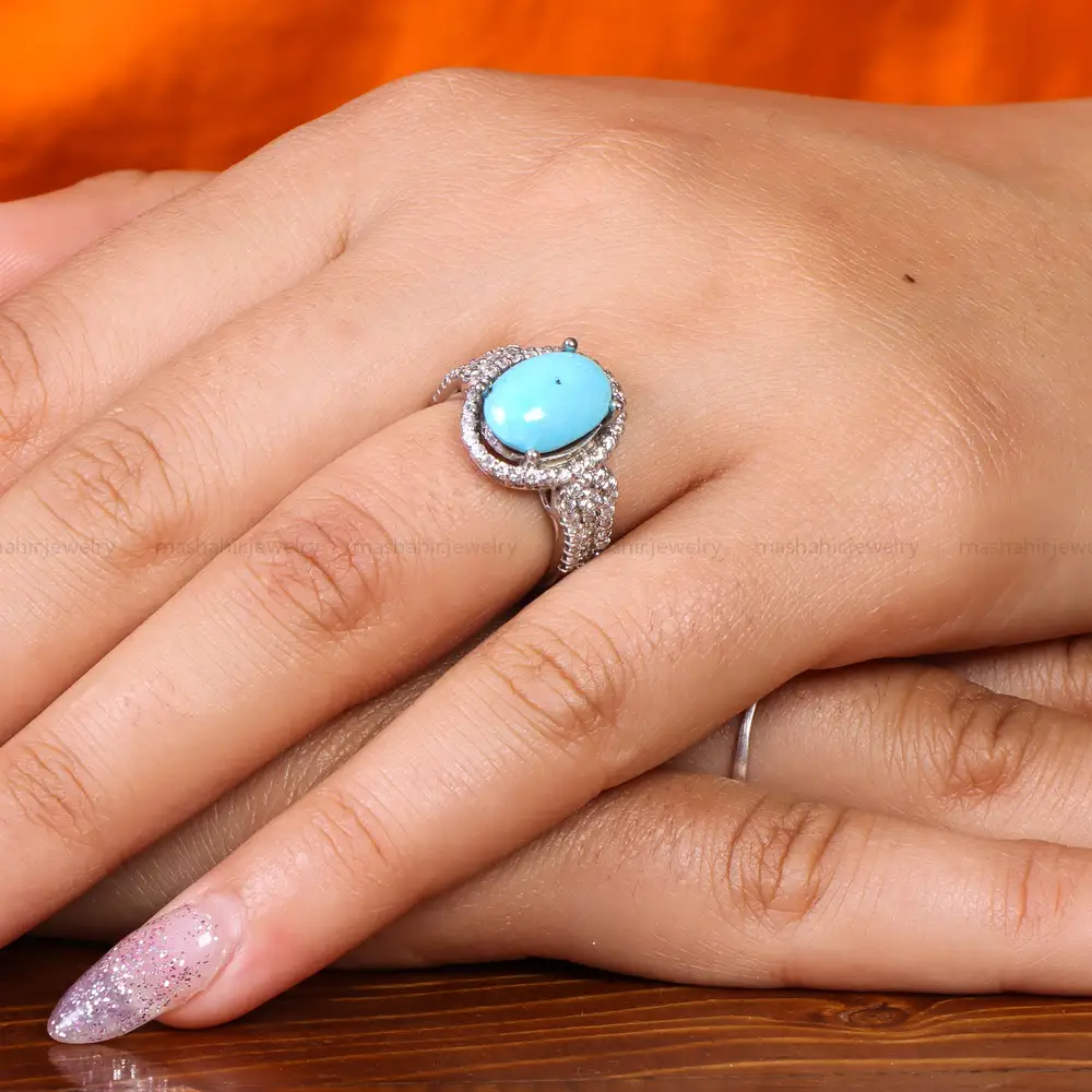 انگشتر فیروزه عجمی زنانه کد 21593