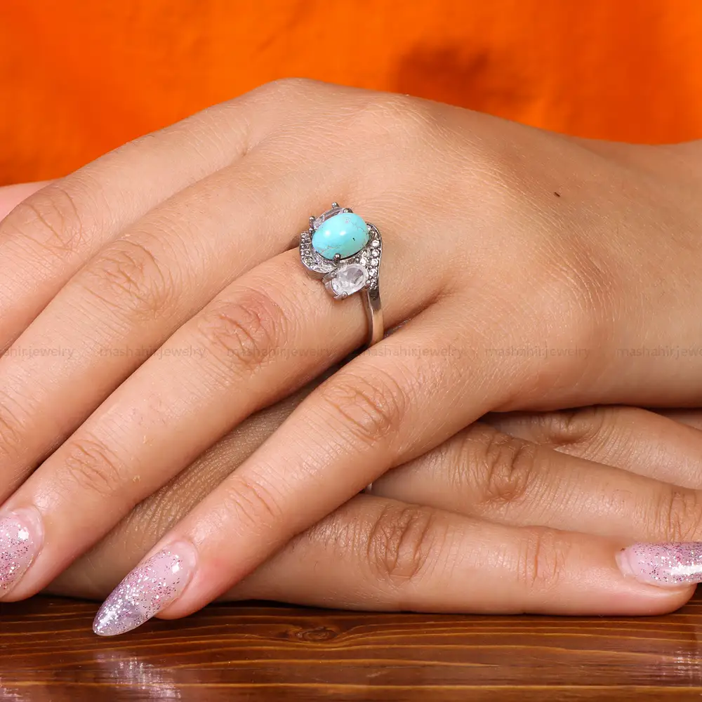 انگشتر فیروزه شجری زنانه کد 21597