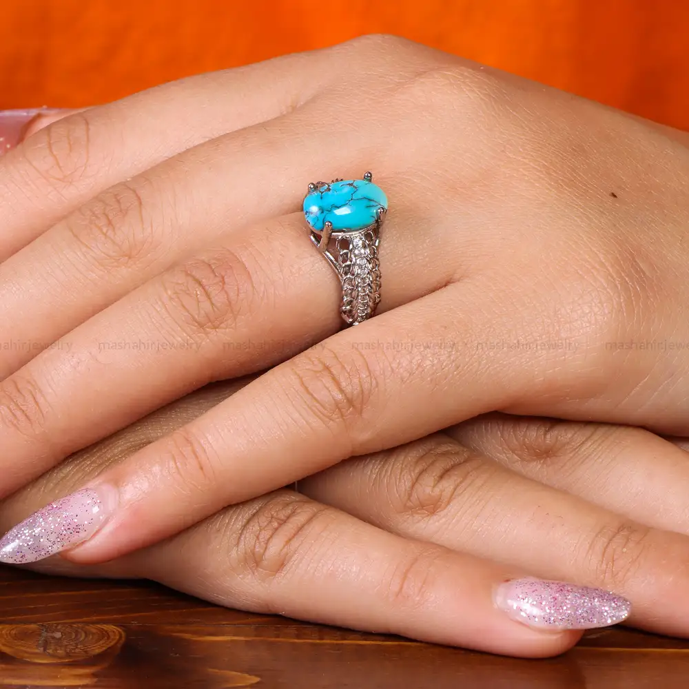 انگشتر فیروزه شجری زنانه کد 21628