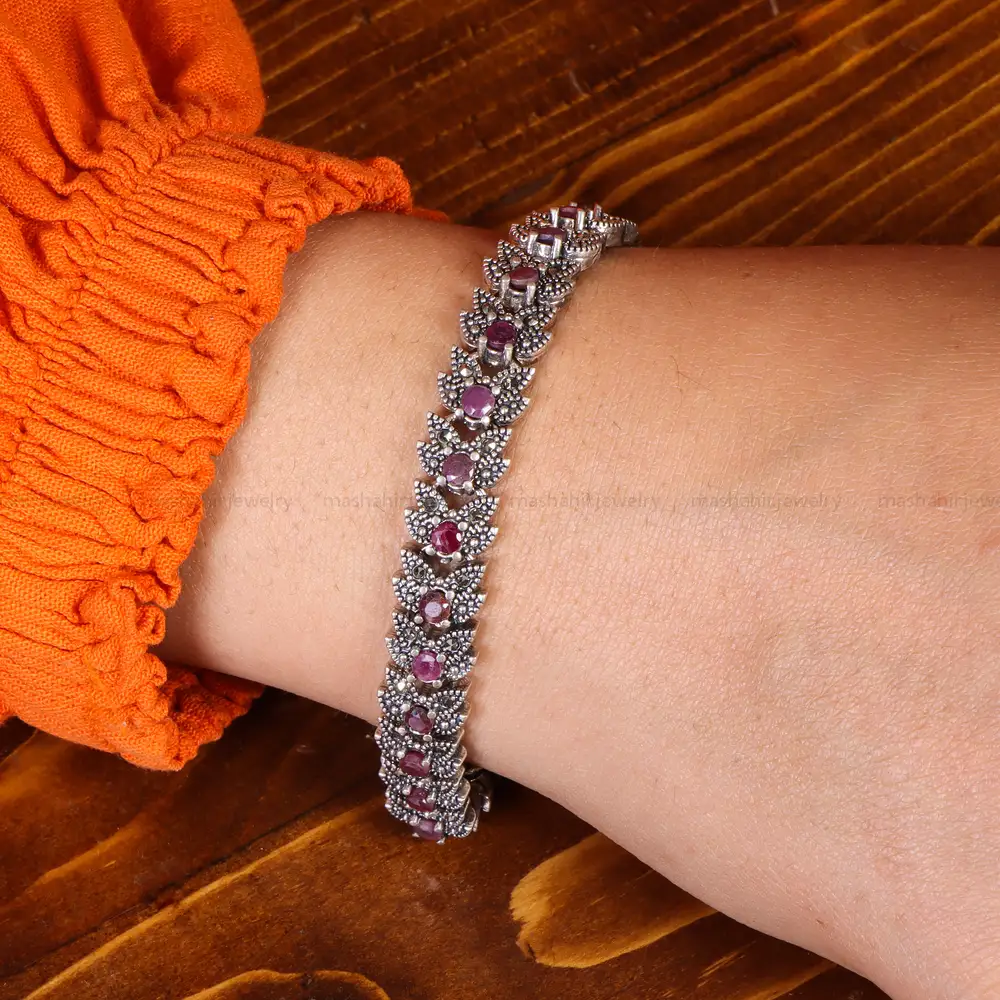 دستبند یاقوت سرخ زنانه کد 21633