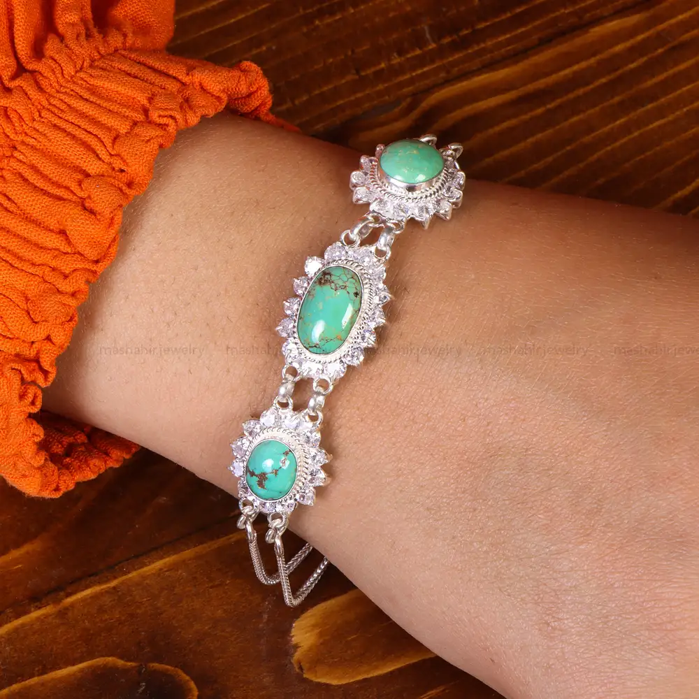 دستبند فیروزه زنانه کد 21641