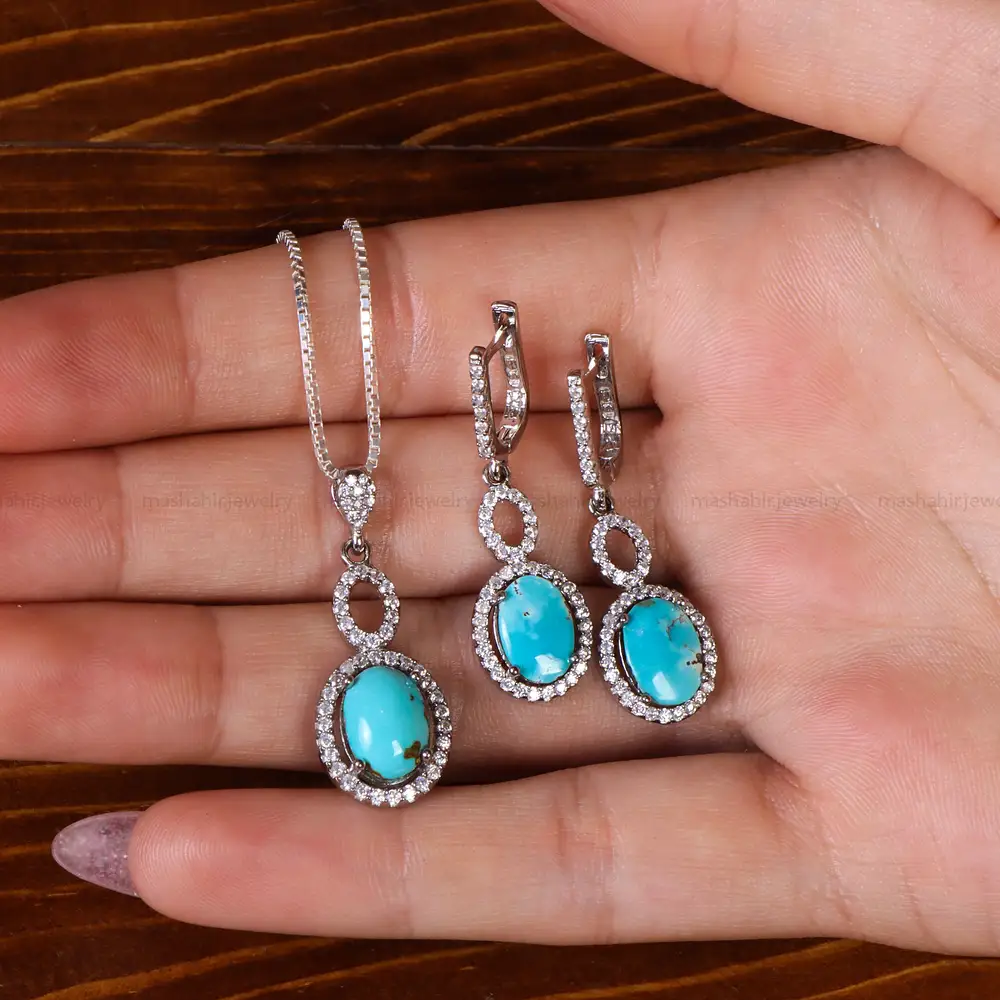 نیم ست فیروزه زنانه کد 21647