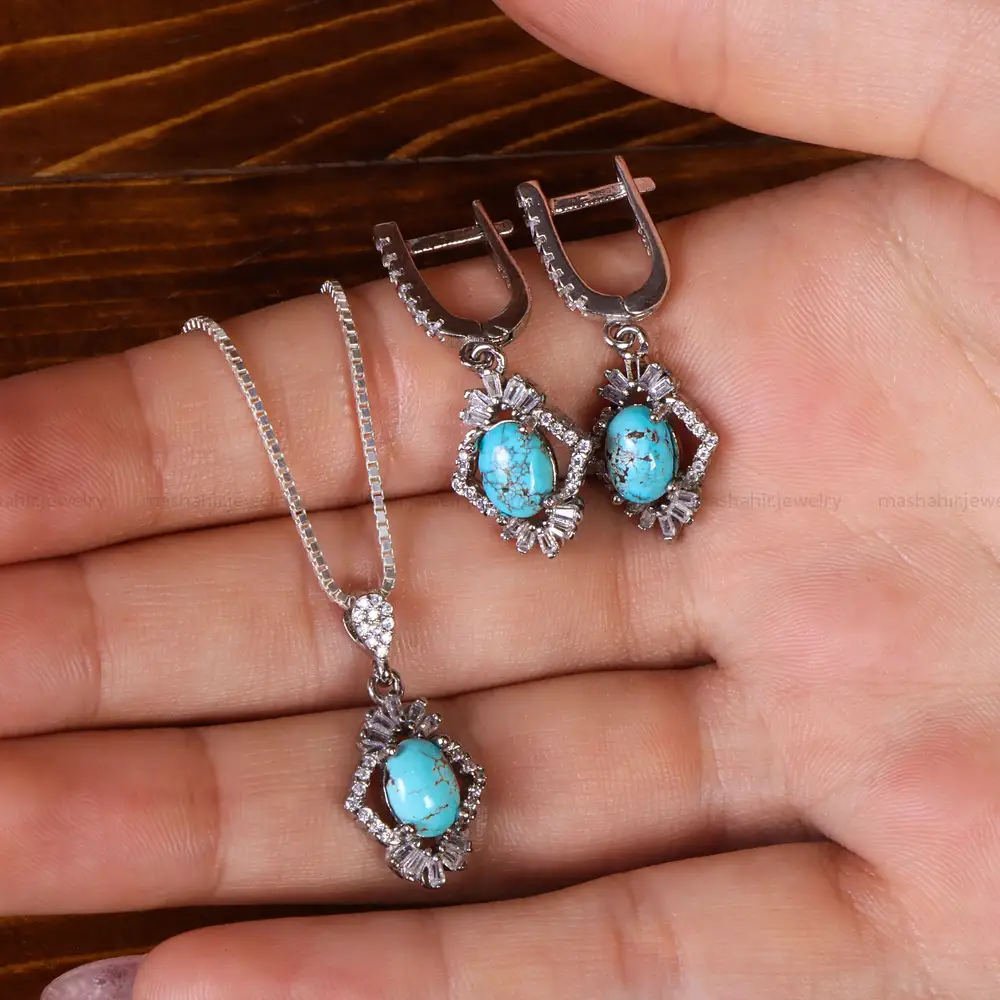 نیم ست فیروزه زنانه کد 21648