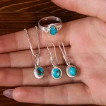 نیم ست فیروزه زنانه کد 21649