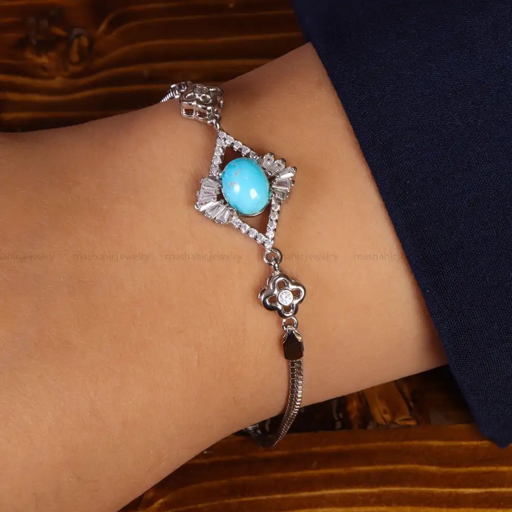 دستبند فیروزه زنانه کد 21751