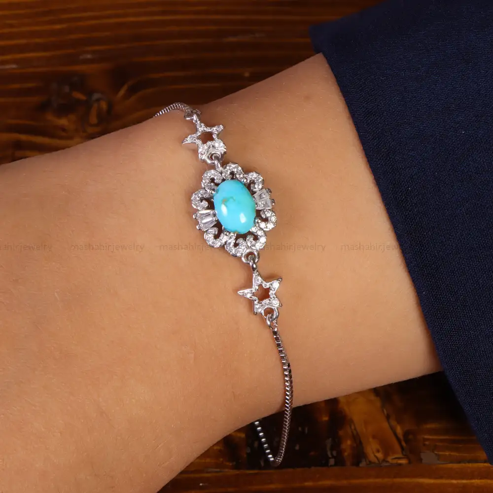 دستبند فیروزه زنانه کد 21752