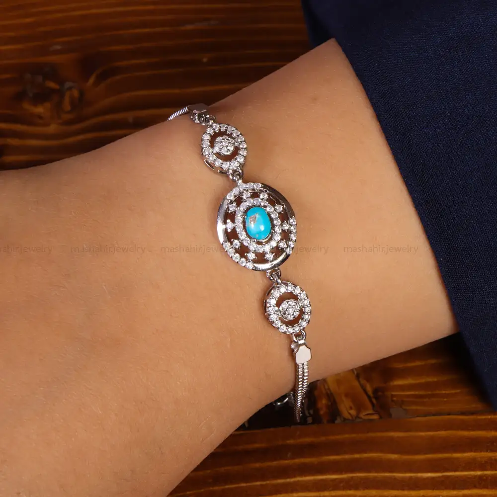 دستبند فیروزه زنانه کد 21763