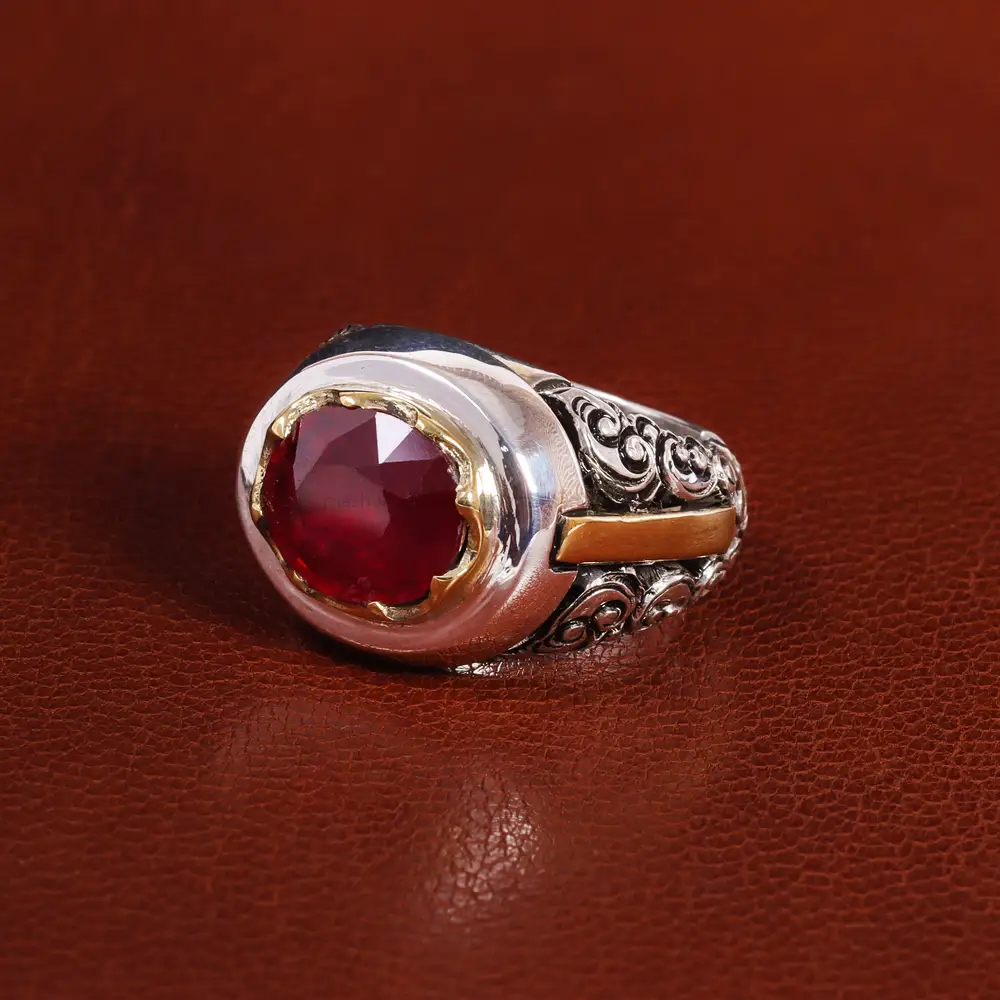 انگشتر یاقوت سرخ مردانه کد 21225