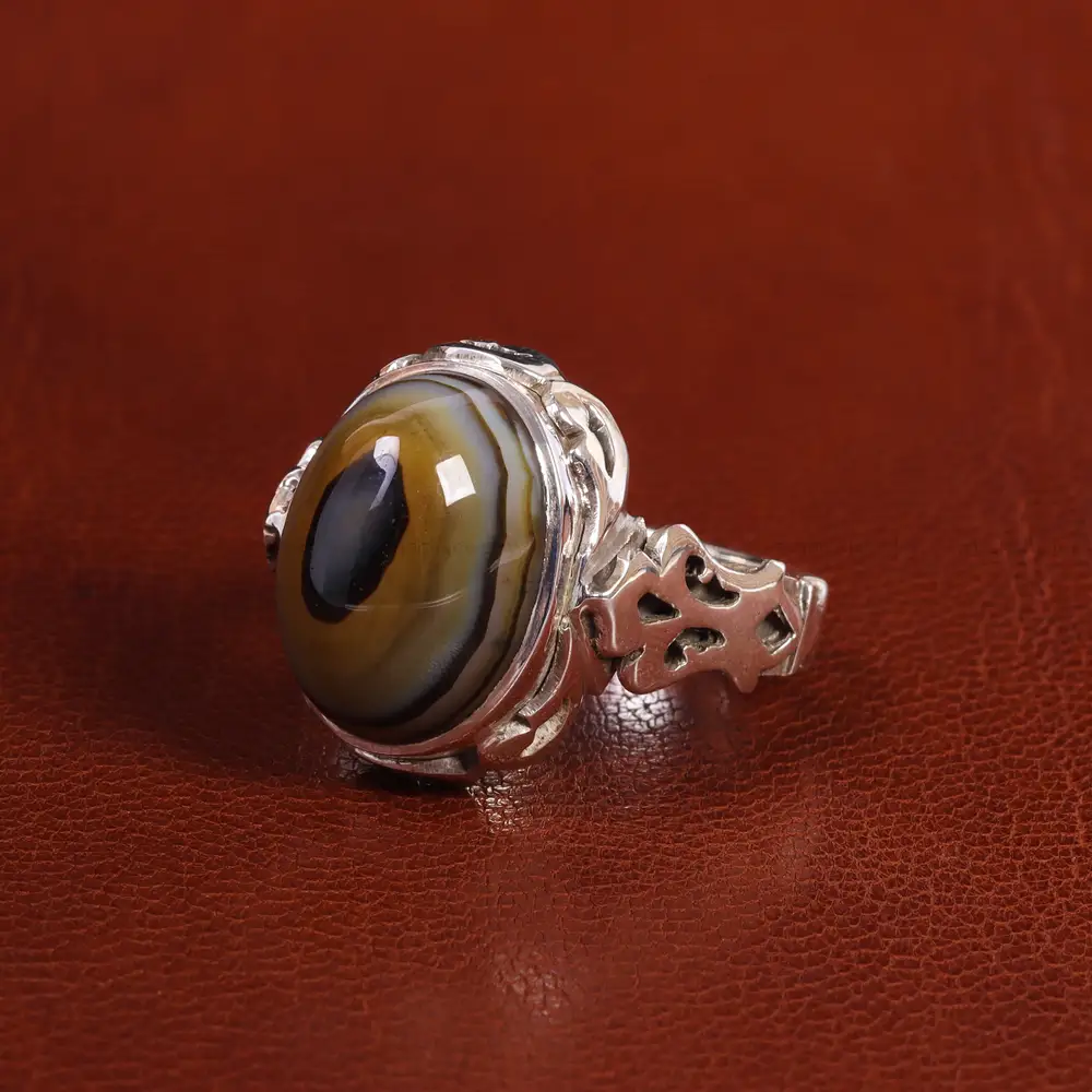 انگشتر عقیق باباقوری مردانه کد 21227