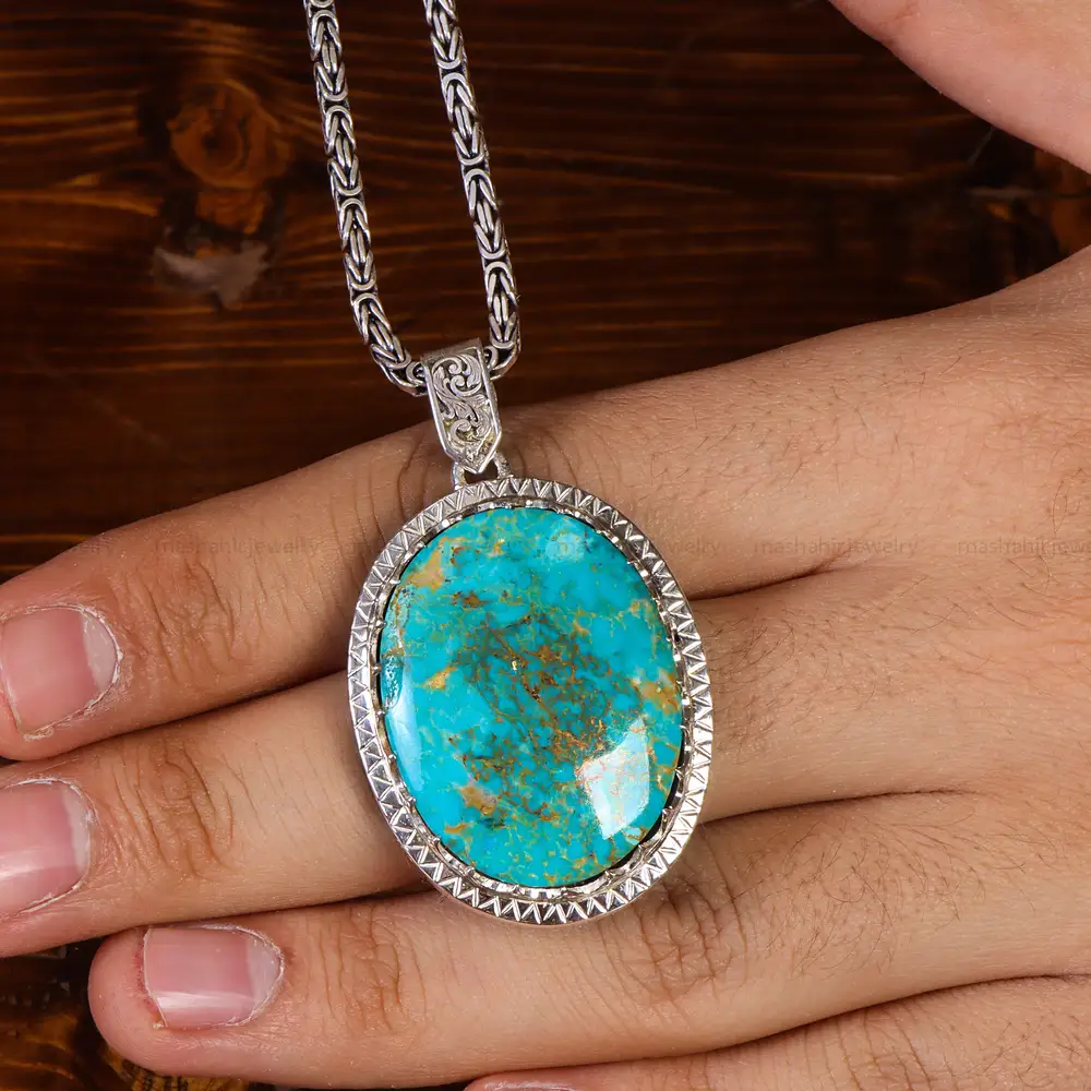 گردنبند فیروزه مردانه کد 21226