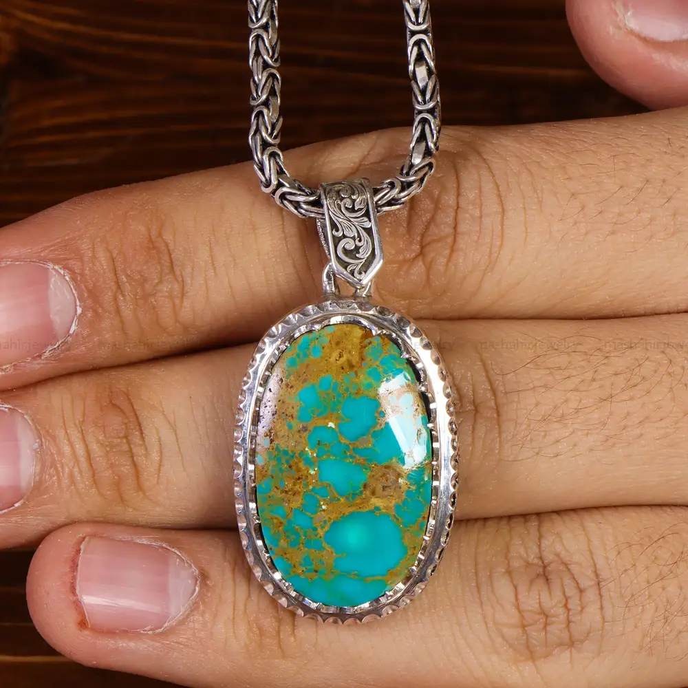 گردنبند فیروزه مردانه کد 21274