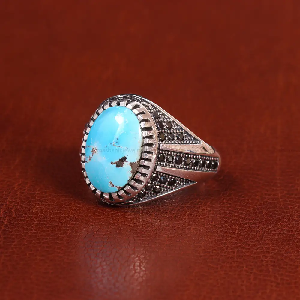 انگشتر فیروزه شجری مردانه کد 21521