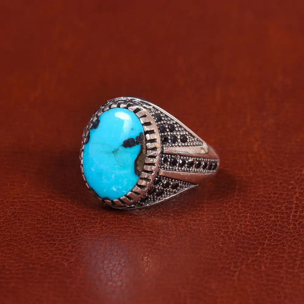 انگشتر فیروزه شجری مردانه کد 21526