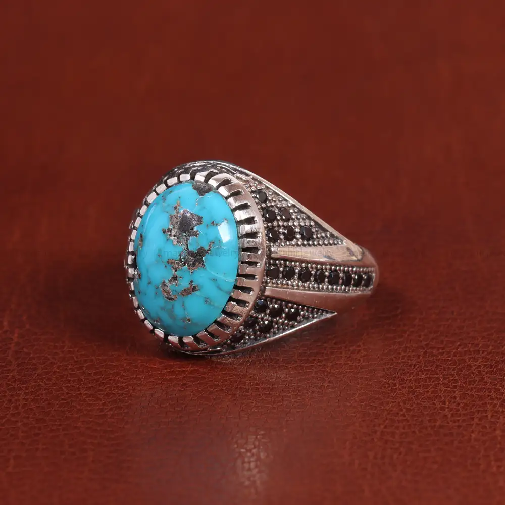 انگشتر فیروزه شجری مردانه کد 21536