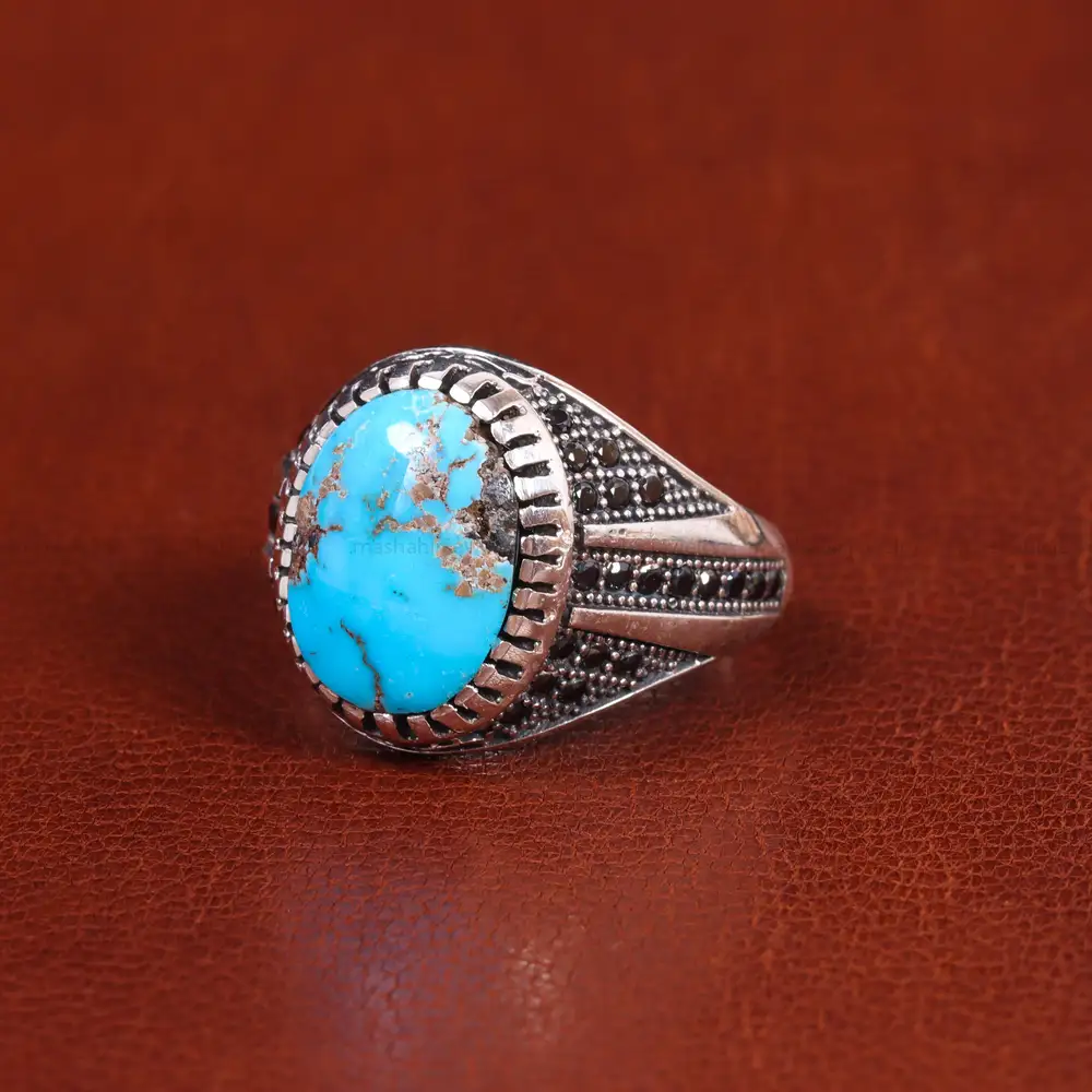 انگشتر فیروزه شجری مردانه کد 21539