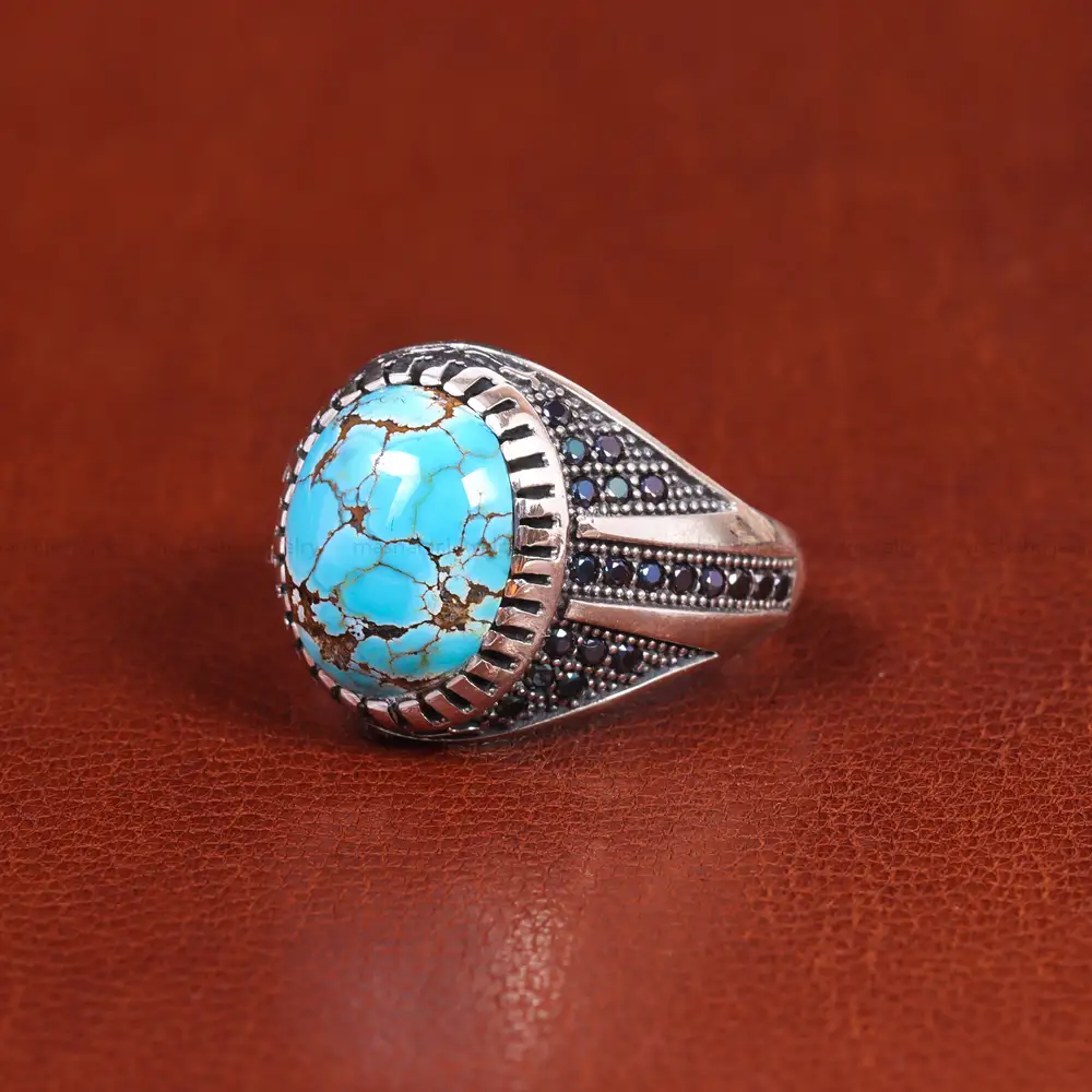 انگشتر فیروزه شجری مردانه کد 21543