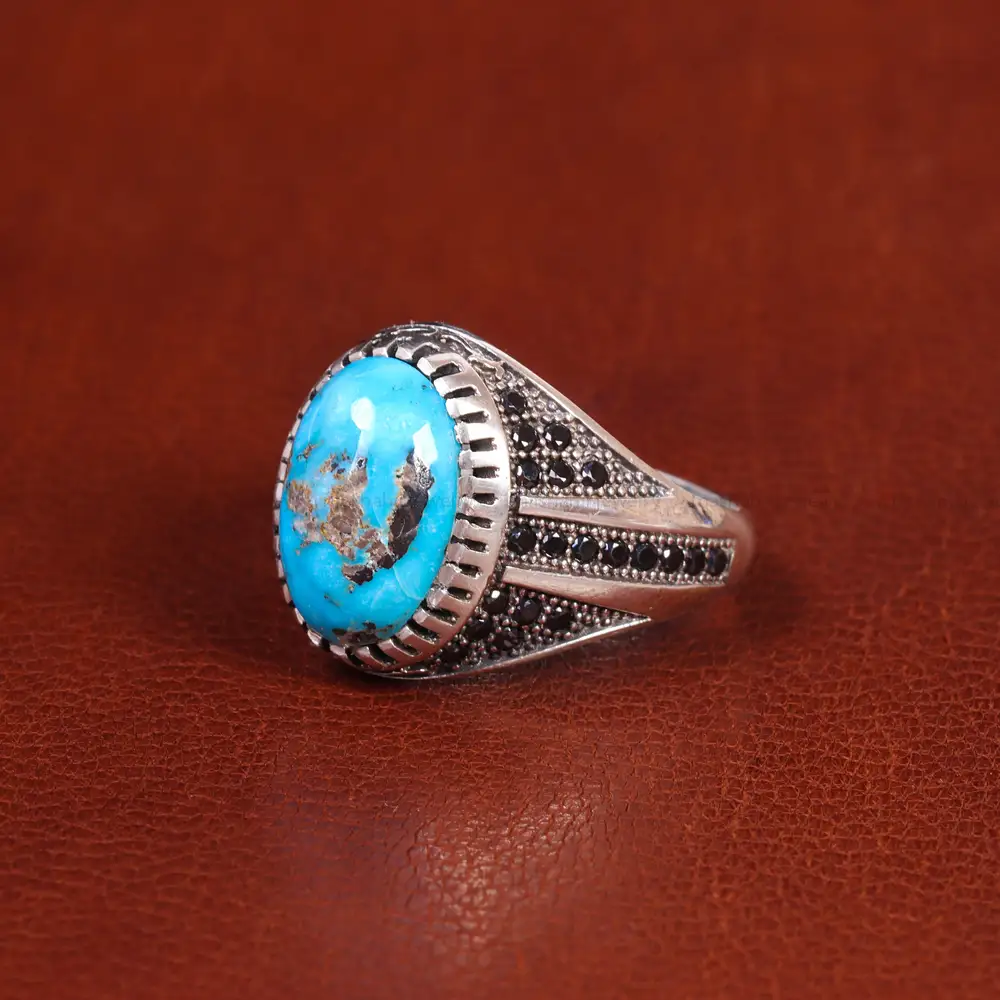 انگشتر فیروزه شجری مردانه کد 21547