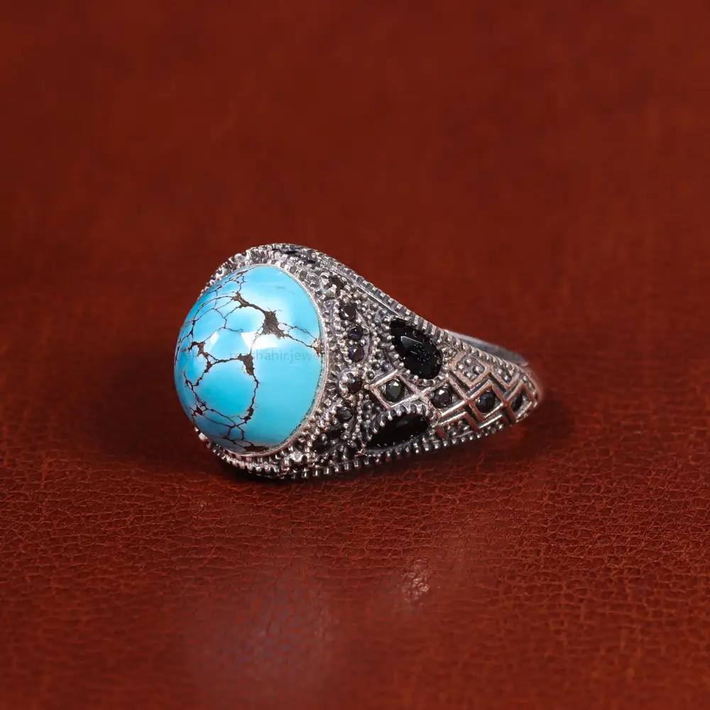 انگشتر فیروزه شجری مردانه کد 21564