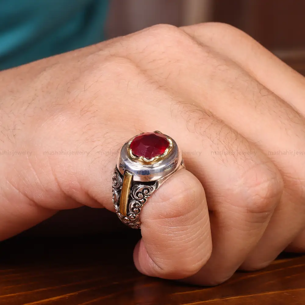 انگشتر یاقوت سرخ مردانه کد 21225