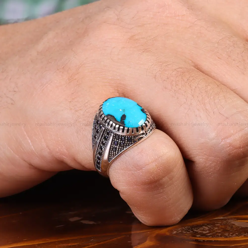 انگشتر فیروزه شجری مردانه کد 21526