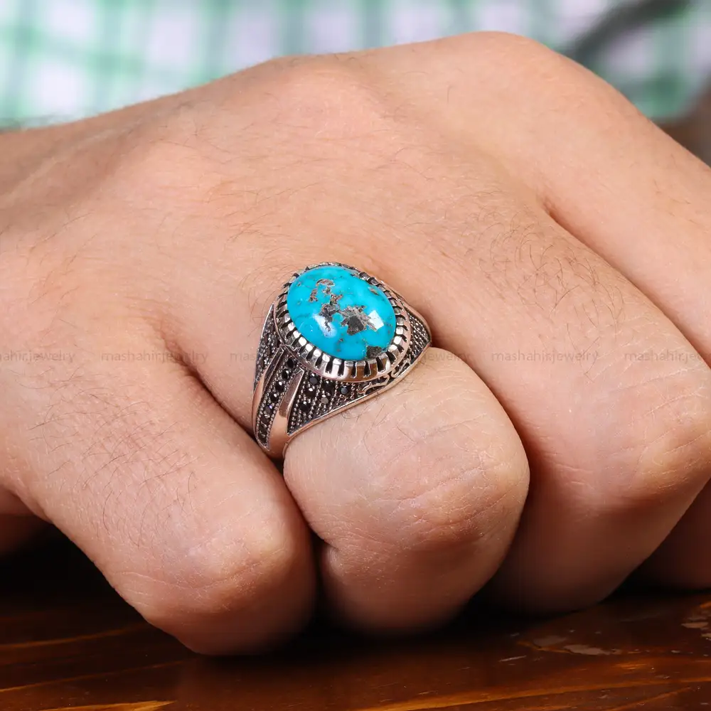 انگشتر فیروزه شجری مردانه کد 21536