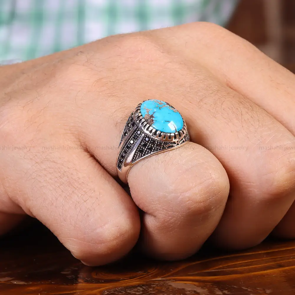 انگشتر فیروزه شجری مردانه کد 21539