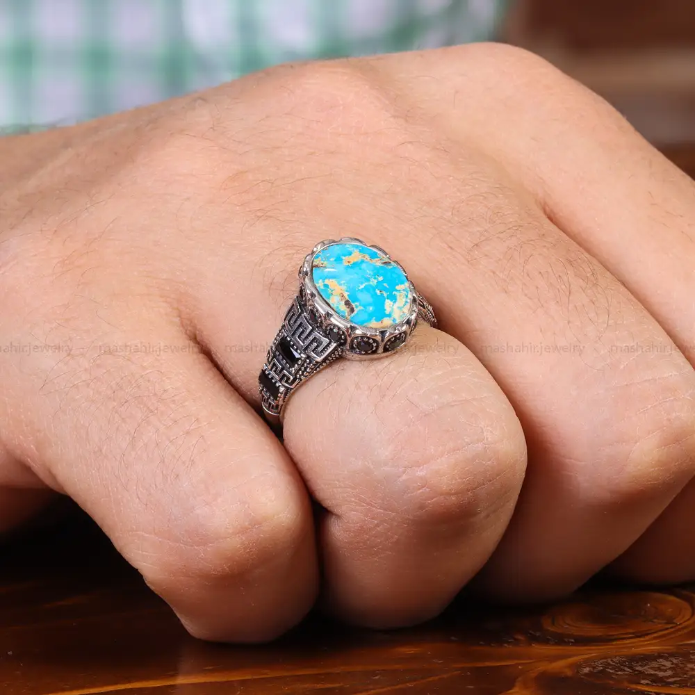 انگشتر فیروزه شجری مردانه کد 21554
