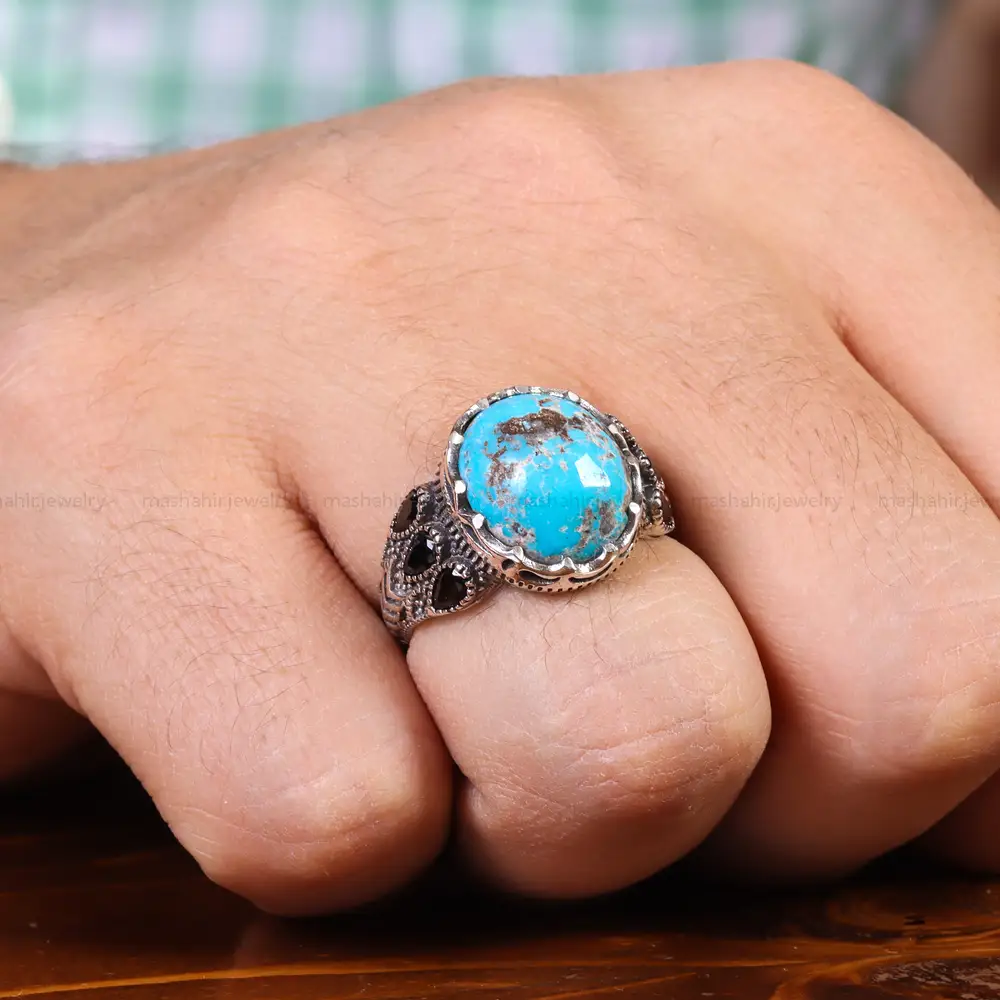 انگشتر فیروزه شجری مردانه کد 21562