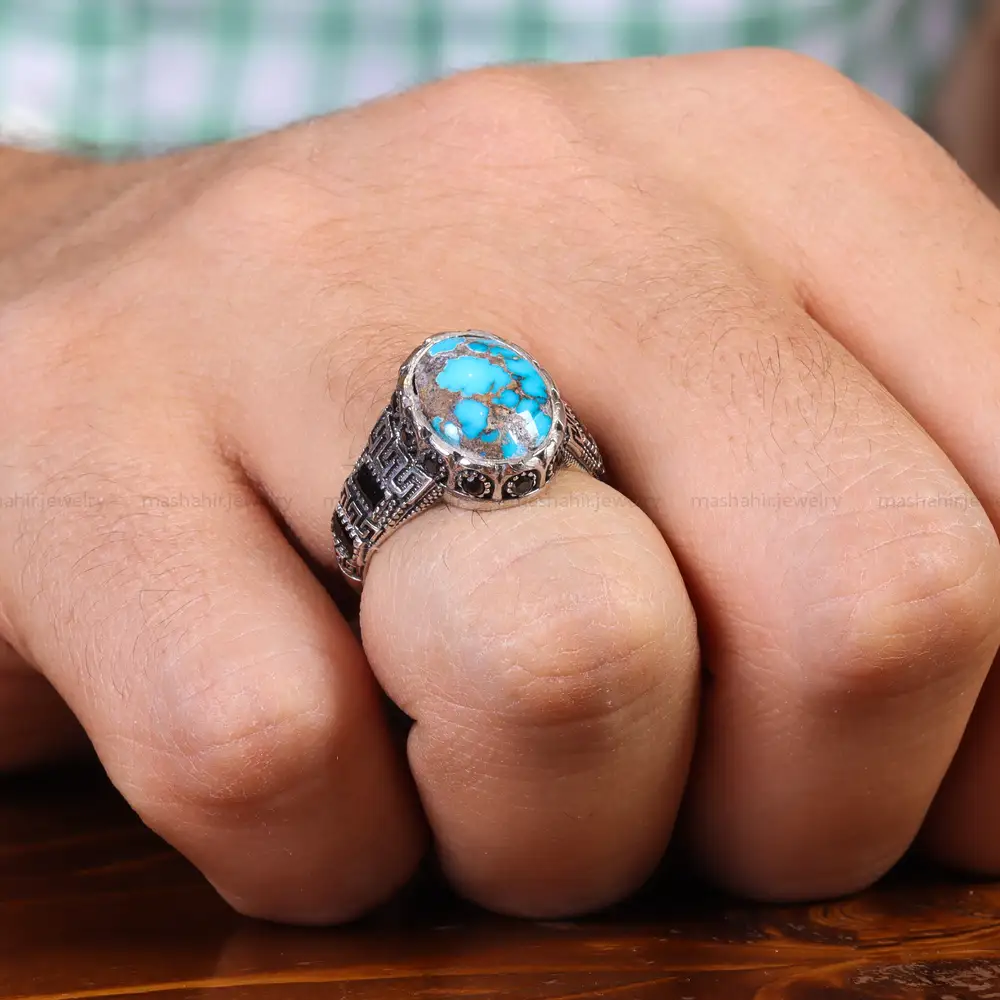 انگشتر فیروزه شجری مردانه کد 21568