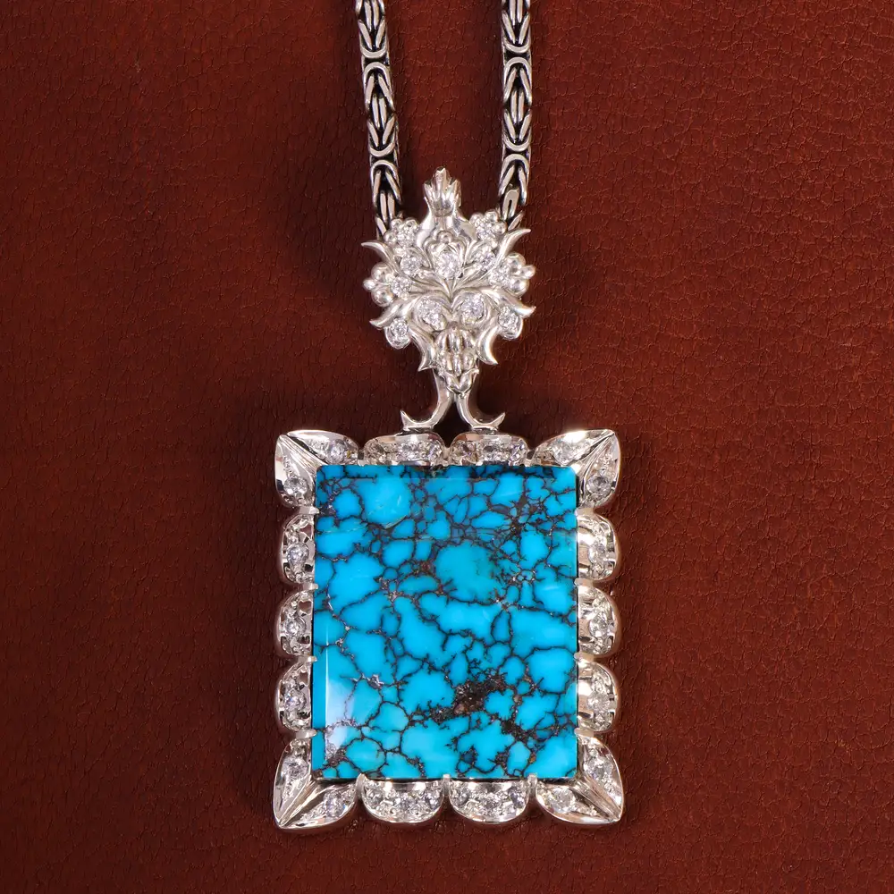 گردنبند فیروزه مردانه کد 17249