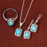 نیم ست فیروزه زنانه کد 21810