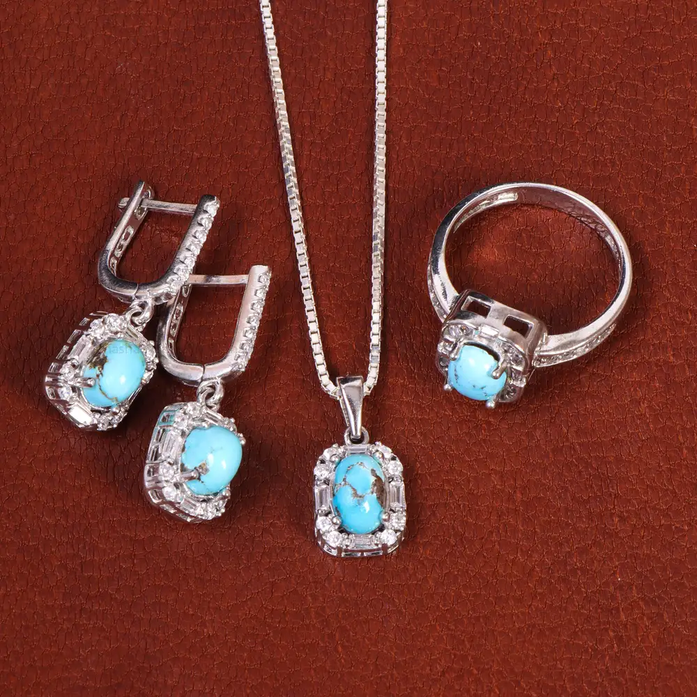 نیم ست فیروزه زنانه کد 21812