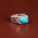 انگشتر فيروزه عجمی مردانه کد 21857