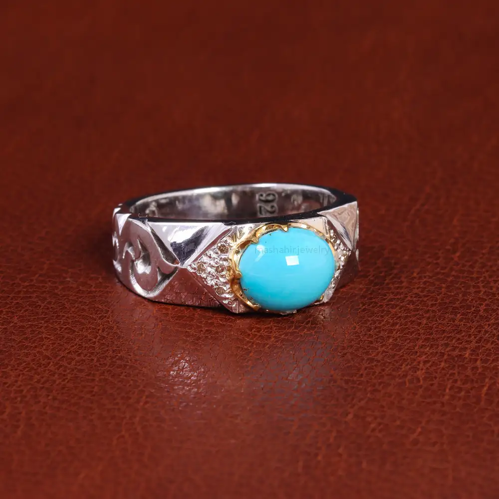 انگشتر فيروزه عجمی مردانه کد 21858