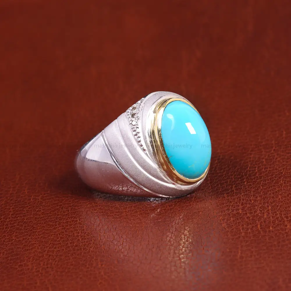 انگشتر فيروزه عجمی مردانه کد 21859