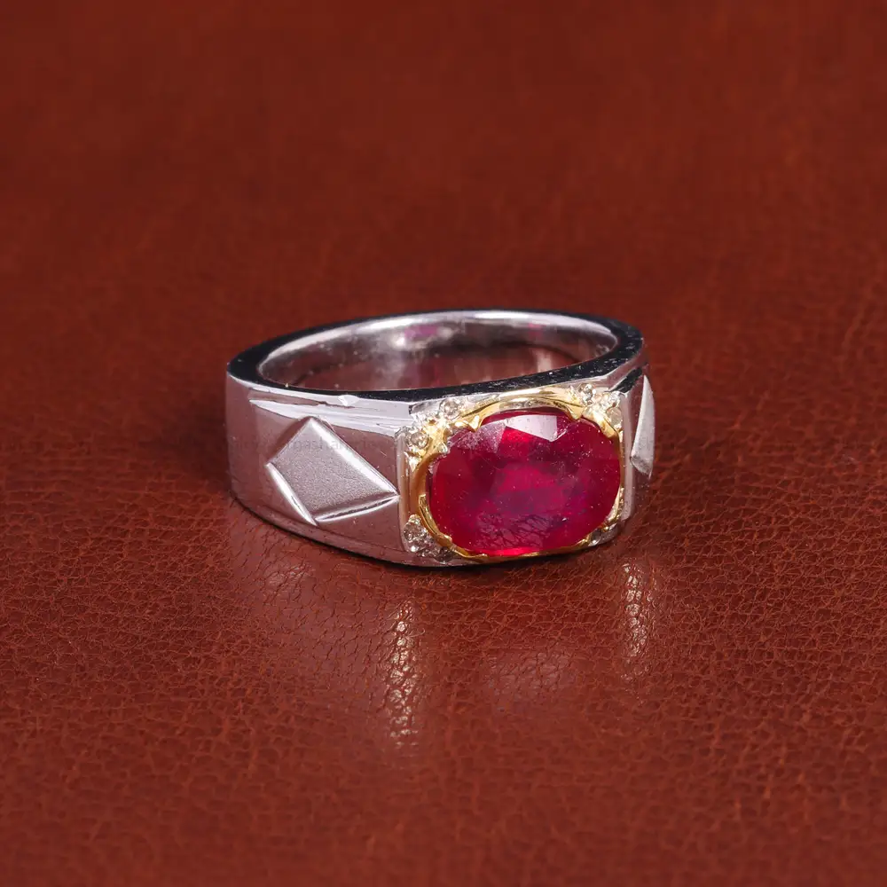 انگشتر یاقوت سرخ مردانه کد 21874