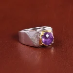 انگشتر آمیتیست مردانه کد 21881