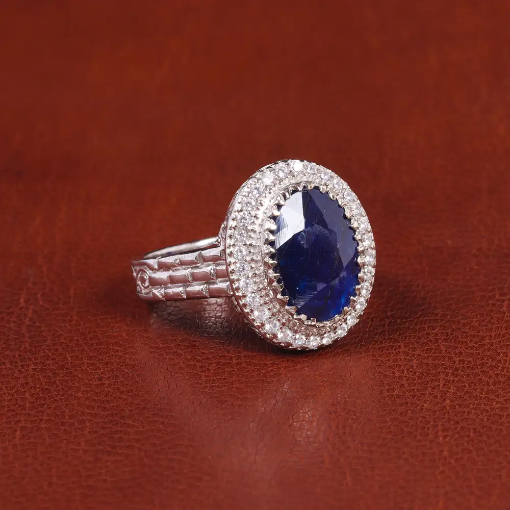 انگشتر یاقوت کبود مردانه کد 21886