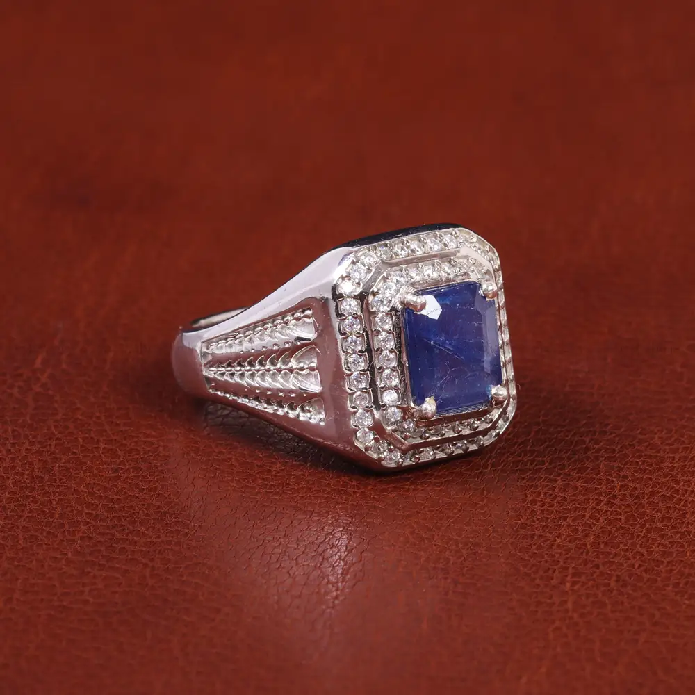 انگشتر یاقوت کبود مردانه کد 21891