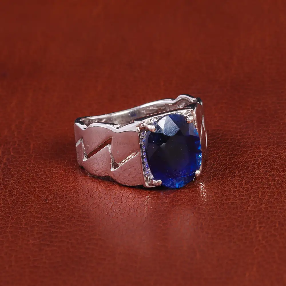 انگشتر یاقوت کبود مردانه کد 21896