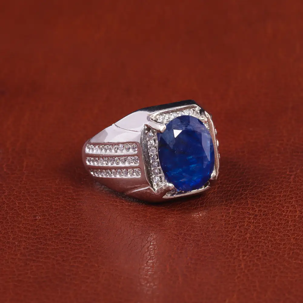 انگشتر یاقوت کبود مردانه کد 21901